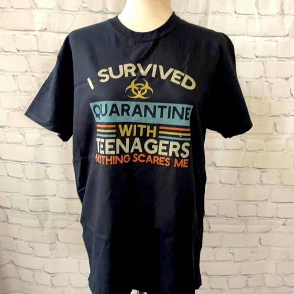 Gildan Unisex Blue Short Sleeve Crew Neck Cotton Graphic T-Shirt Size Medium